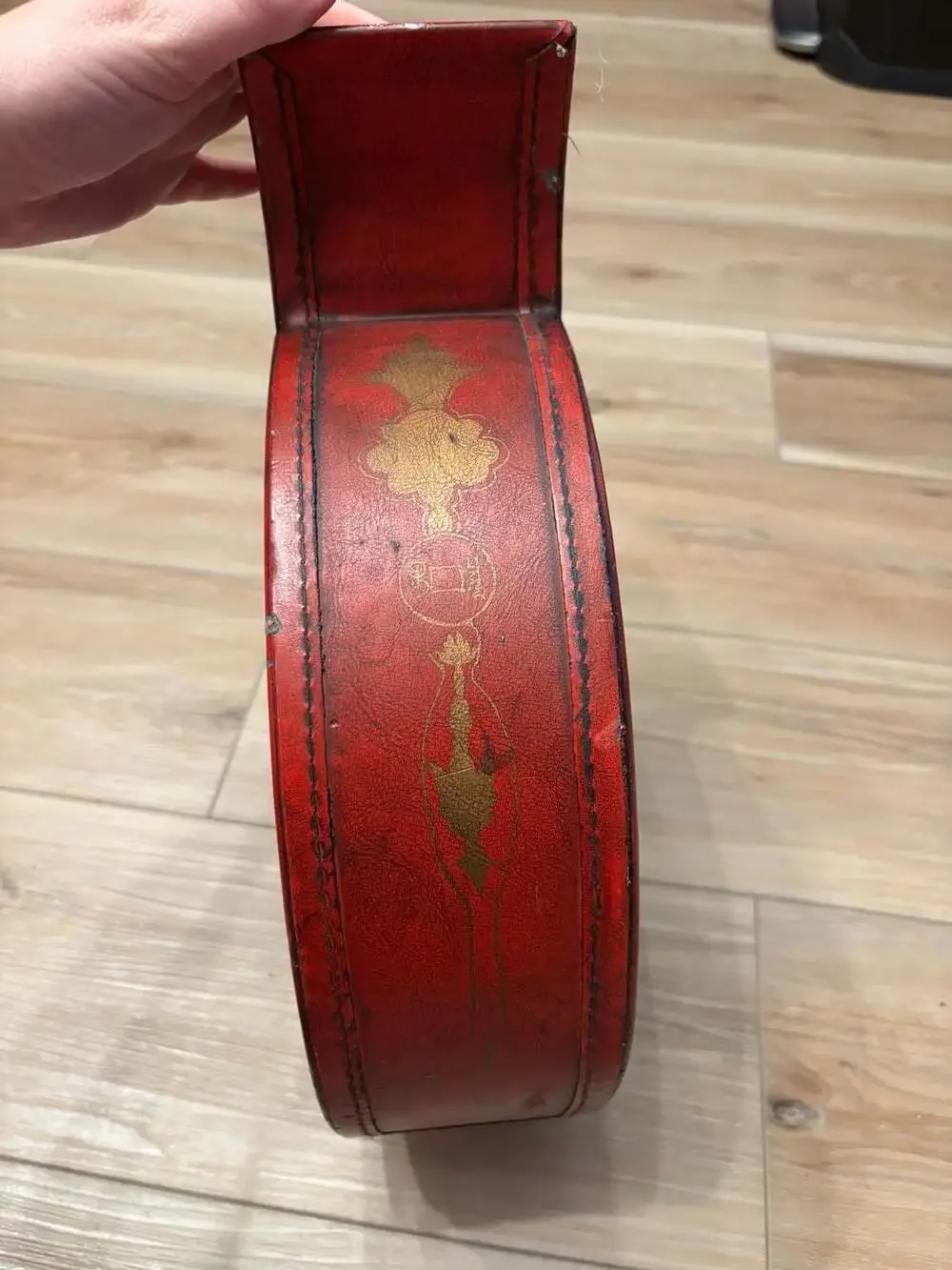 1970s Vintage Chinese Decorative Drum-Shaped Dried Flower Vase with Hand-Painted
